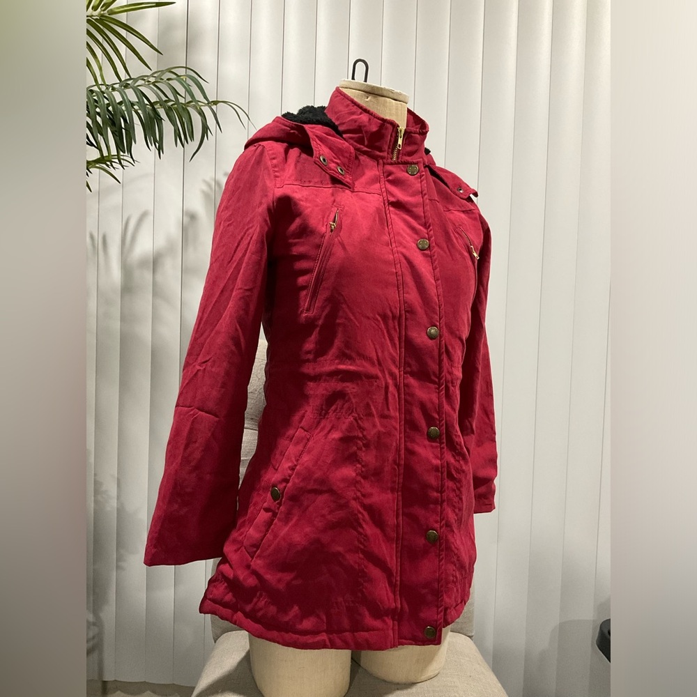 Girls casual style red trenchcoat